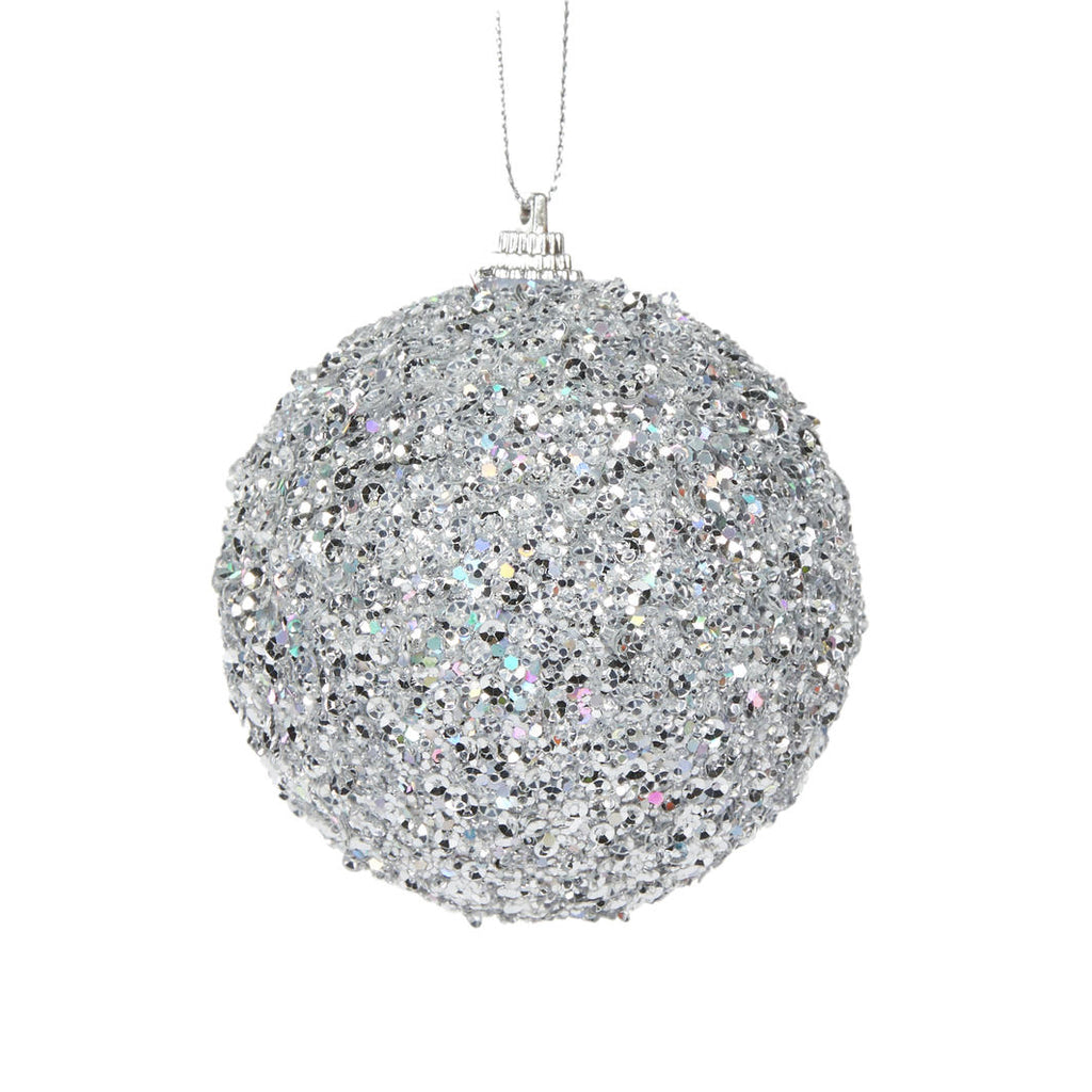 silver sugar bauble - luxurious christmas tree decorations