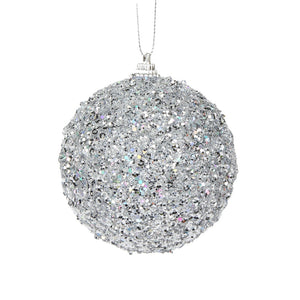 silver sugar bauble - luxurious christmas tree decorations