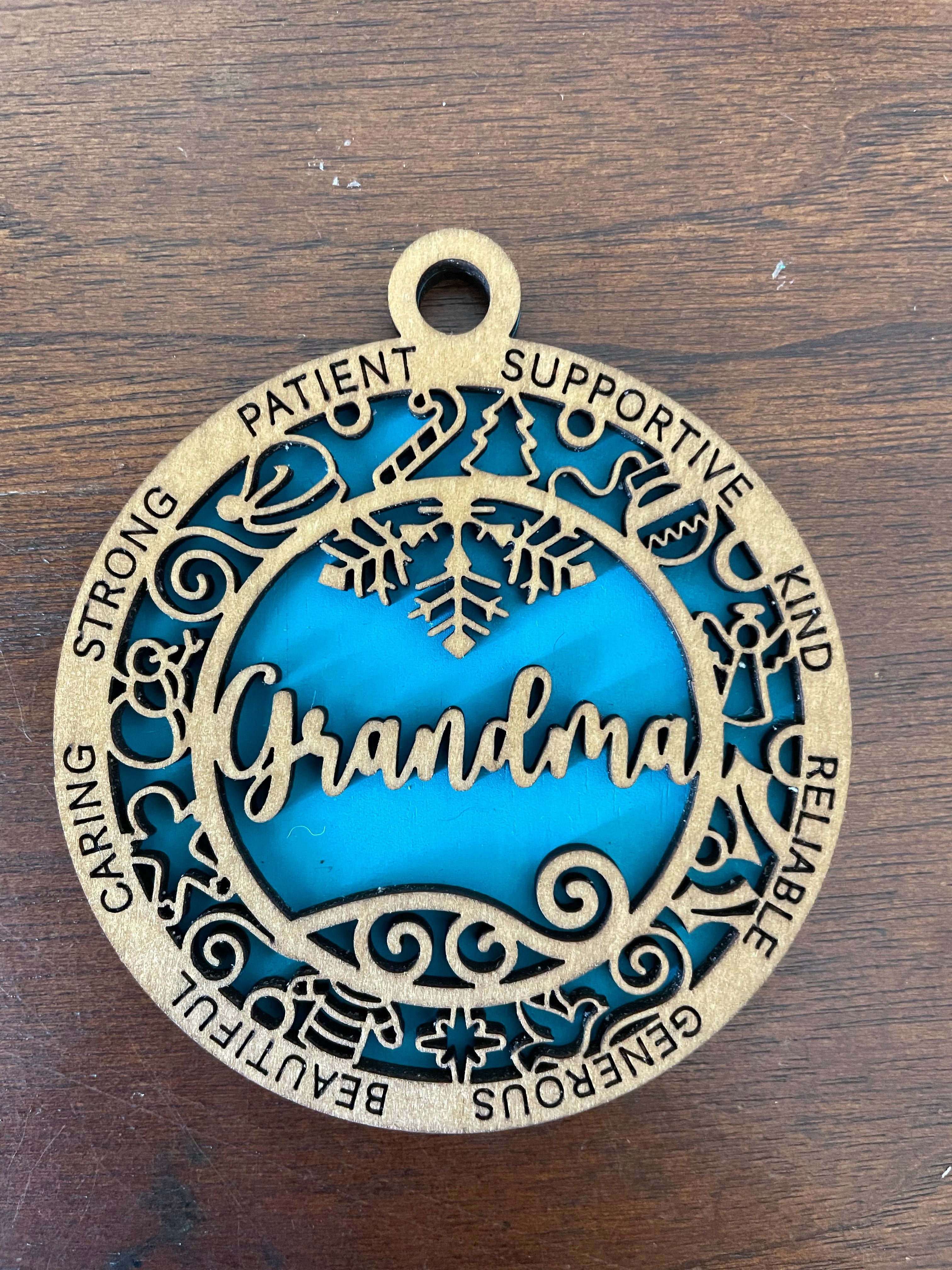 Wooden handmade tree ornament - Grandma