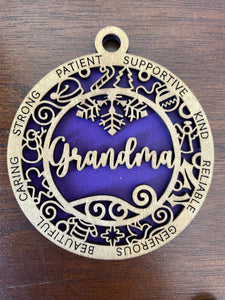 Wooden handmade tree ornament - Grandma