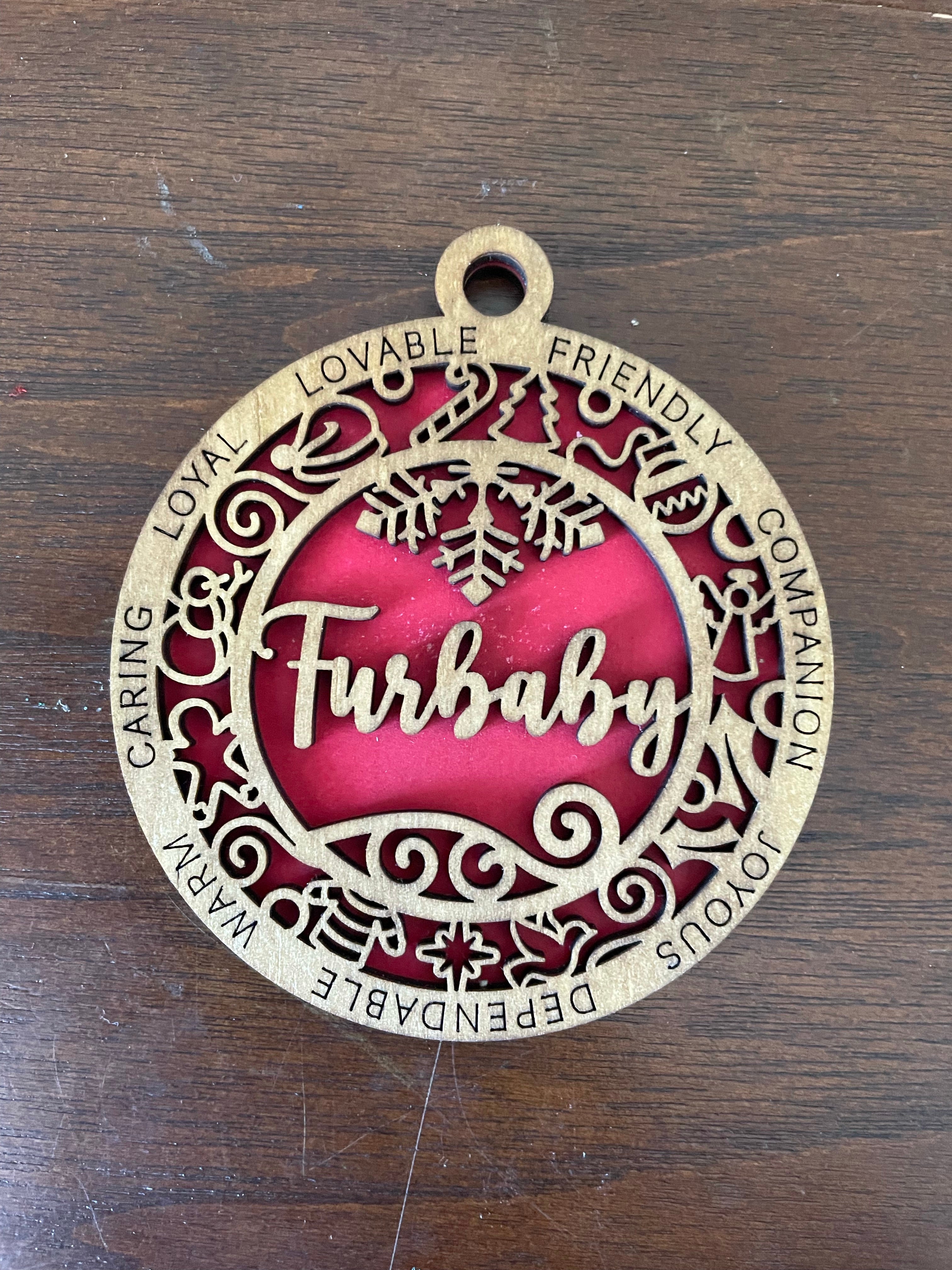 Wooden handmade tree ornament - Furbaby
