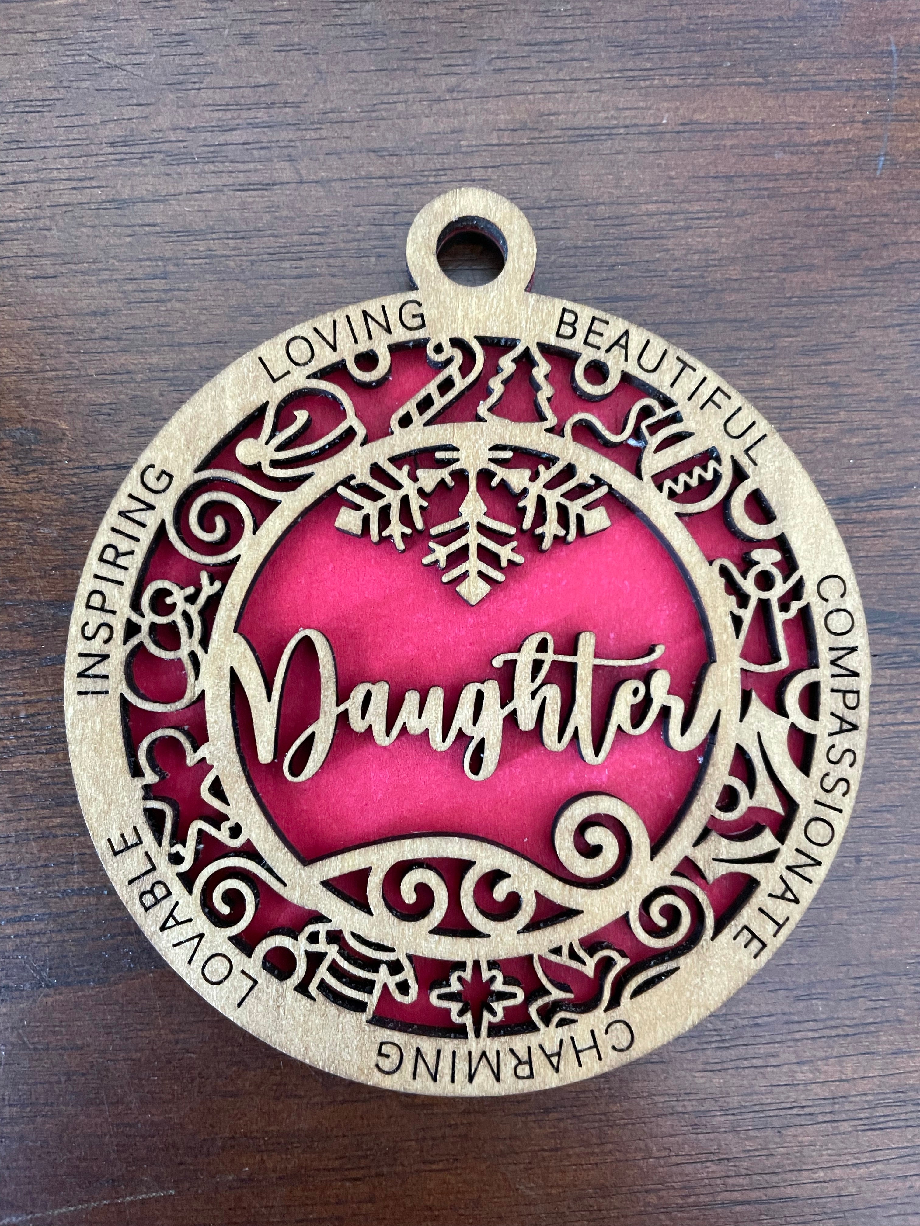 Wooden handmade tree ornament - Daughter