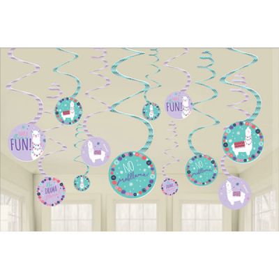 Llama fun party decorations- hanging spiral decorations 