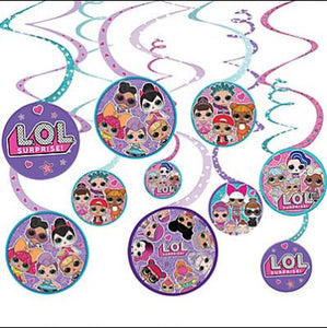 LOL surprise party supplies - swirl decorations pack