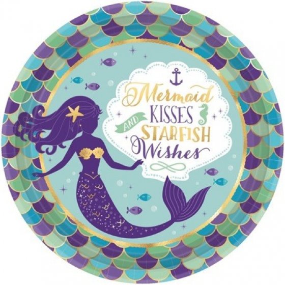 Mermaid party supplies - mermaid wishes 9 inch plates
