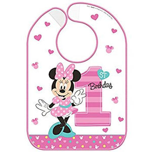 Minnie Mouse first birthday party decorations- fun to be one - baby bib 