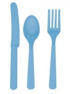 Solid pastel blue party supplies - cutlery pack
