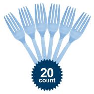 Solid pastel blue party supplies - forks