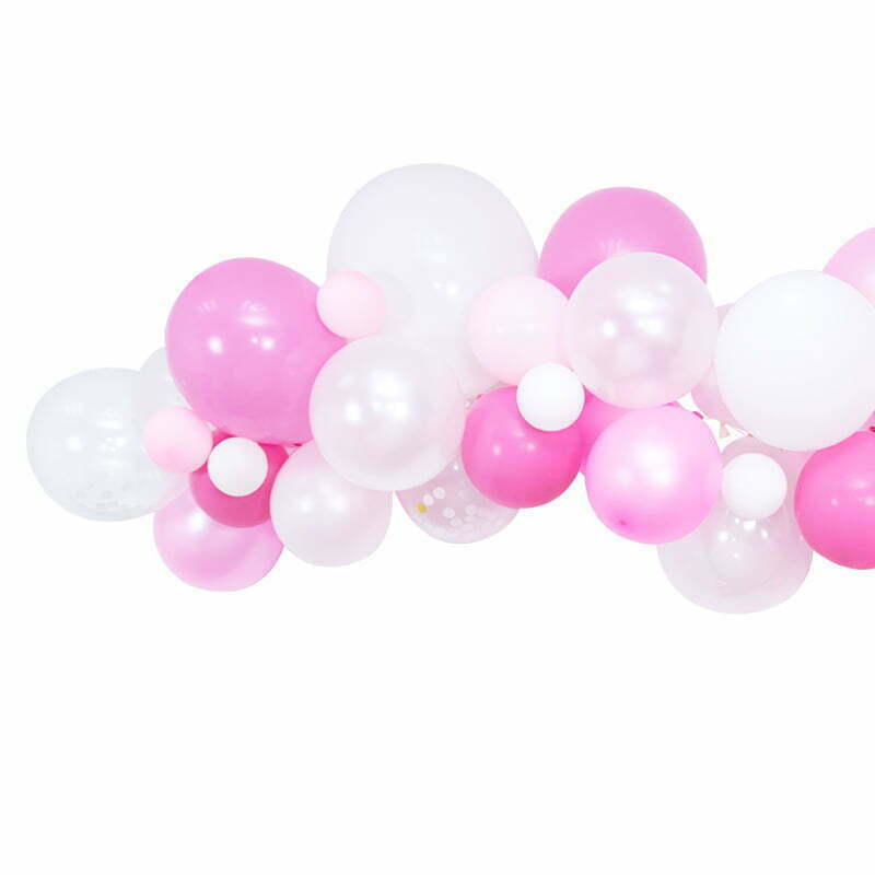 pink balloon garland kit close up