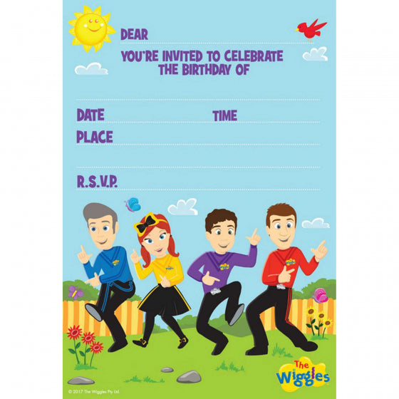 The Wiggles party supplies- invitations pack